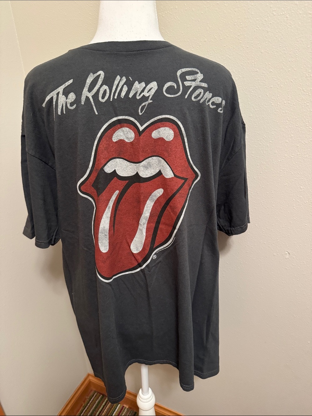 NWT Men’s The Rolling Stones Charcoal Tee with Red Tongue Graphic - Large